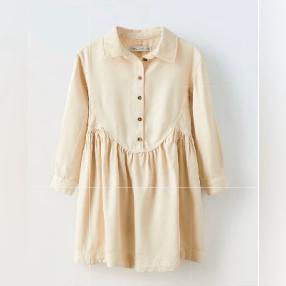 Zara Cream/Beige Kids Girls Shirt Dress(Size 11-12yrs)